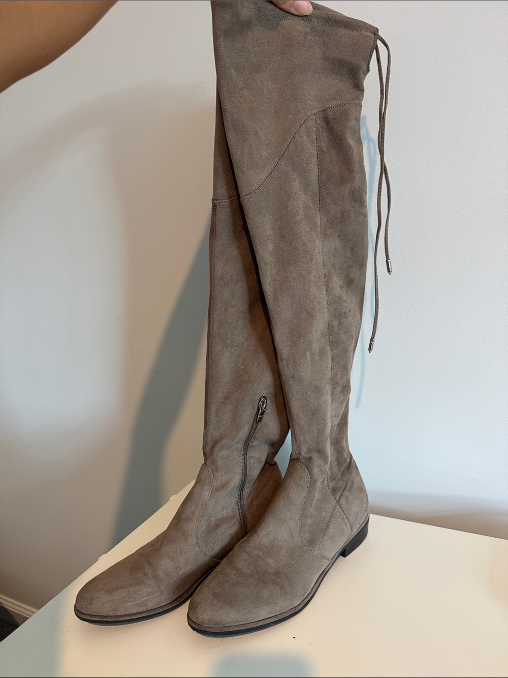Women's Marc Fisher Taupe Suede Over-the-Knee Boots 8.5